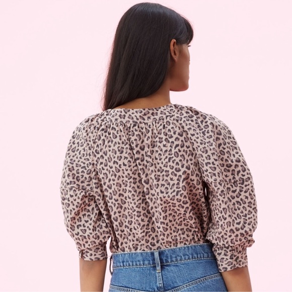 La Vie Rebecca Taylor Ocelot poplin top Size Small - Picture 11 of 17